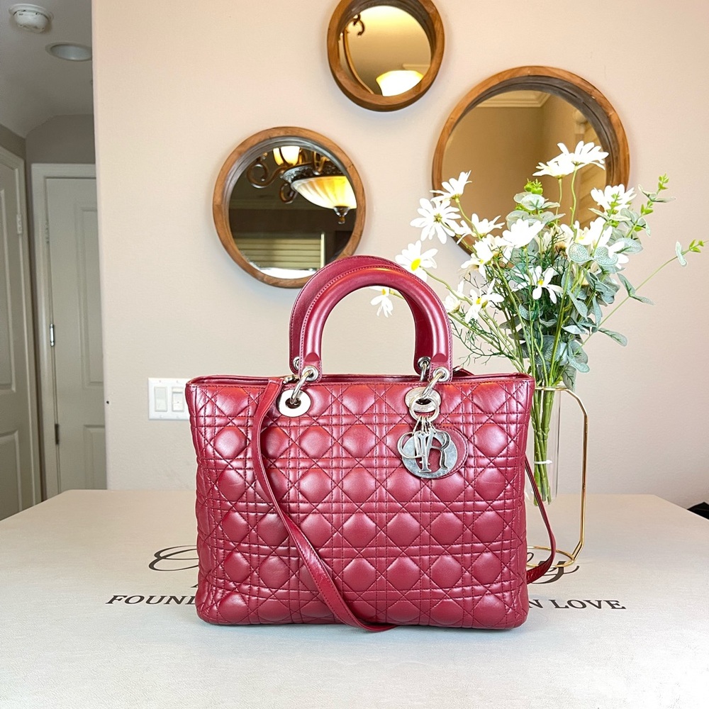 Christian Dior Lambskin Large Lady Dior Shoulder bag Satchel